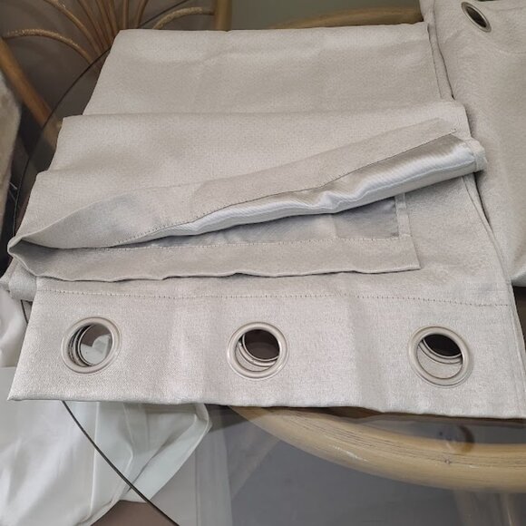 Two 82 x 35 Gray Shimmery Panel Grommet Curtains - Picture 6 of 9